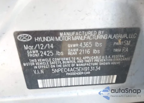2014 Hyundai Sonata Limited from USA, damaged, VIN 5NPEC4AC5EH913134